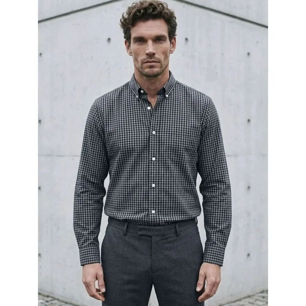 Country Club Plaid Shirt XL Black Button Down Clean Preppy Golf Dad Luxury Style